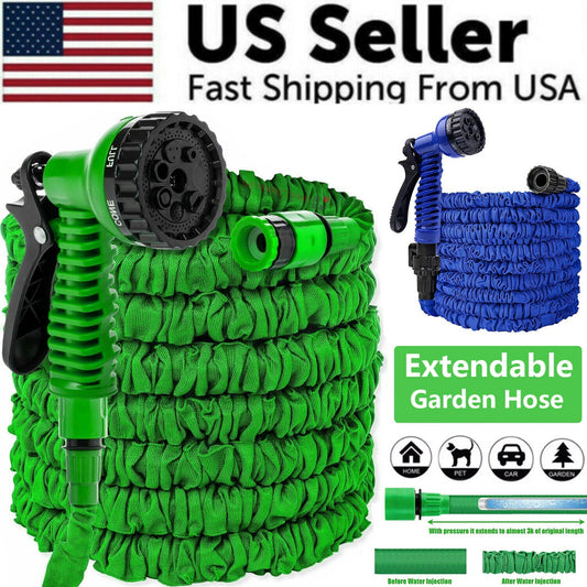 Expanding Expandable Flexible Garden Water Hose w Spray Nozzle 25, 50,