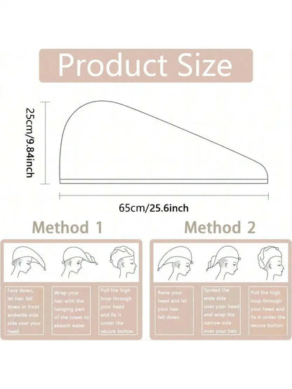 Solid color hair towel Textured dry hair cap 9.8 "X 25.5" absorbent hair towel wrap for button-down women