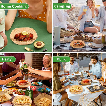 Air Fryer Paper 100pcs Disposable Air Frying Baking Paper Round Square Air Fryer Liners Baking Paper Air Fryer Accessories 50pcs