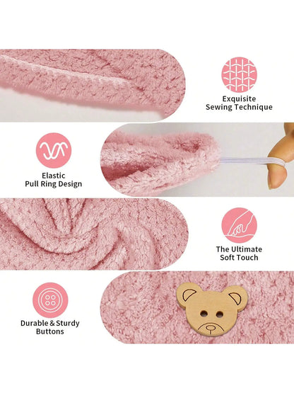 Solid color hair towel Textured dry hair cap 9.8 "X 25.5" absorbent hair towel wrap for button-down women