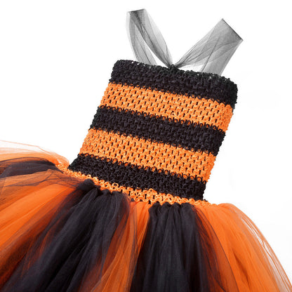 Children Girls’ Halloween Costume Set: Sleeveless Princess Tulle Dress