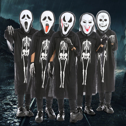 Halloween Skeleton Ghost Clothes & Gloves & Masks Sets